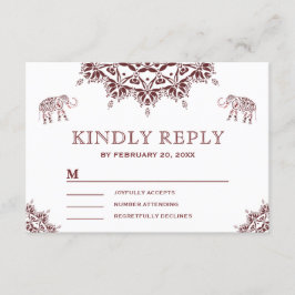 Elegant Burgundy Henna Indian UAWG RSVP Karte