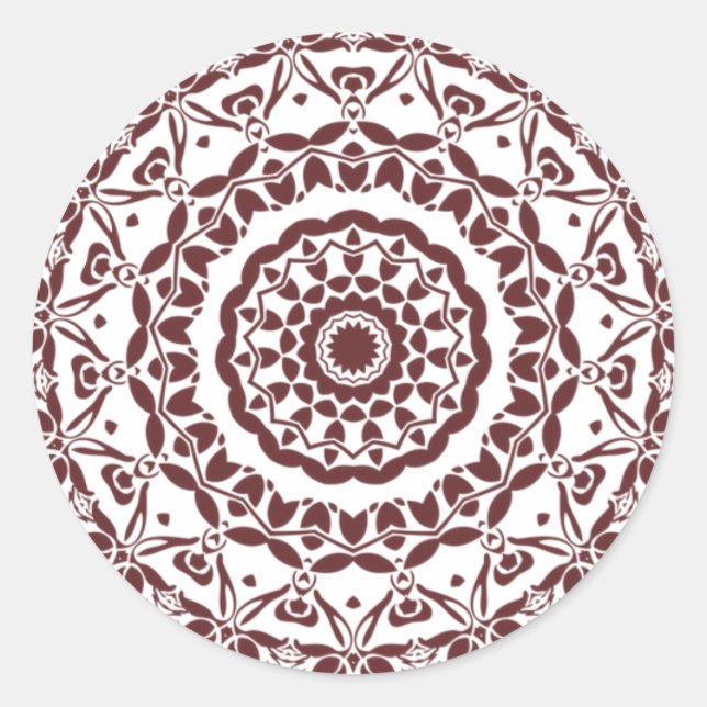 Elegant Burgundy Henna Mandala Umschlag Aufkleber (Vorderseite)