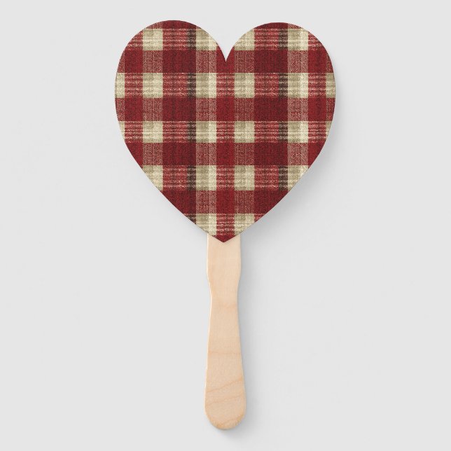 Elegant Burgundy Ivory Rust Red Plaid Pattern Fächer (Vorderseite)