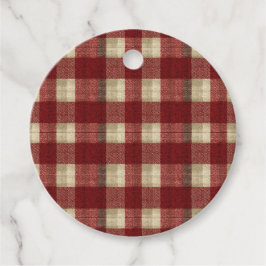 Elegant Burgundy Ivory Rust Red Plaid Pattern Geschenkanhänger