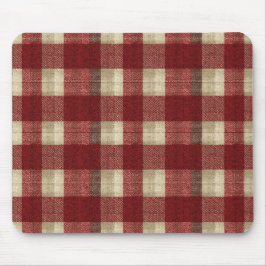Elegant Burgundy Ivory Rust Red Plaid Pattern Mousepad