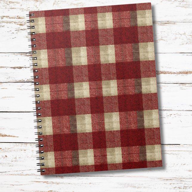 Elegant Burgundy Ivory Rust Red Plaid Pattern Notizblock (Von Creator hochgeladen)