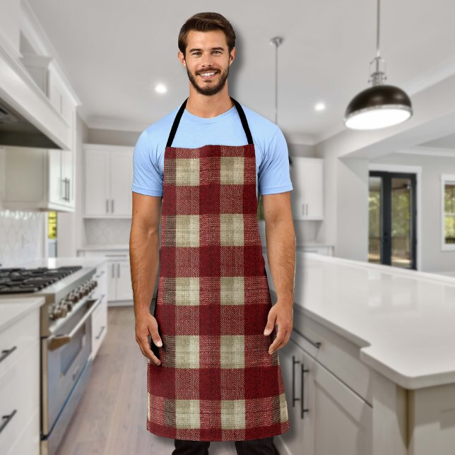 Elegant Burgundy Ivory Rust Red Plaid Pattern Schürze (Von Creator hochgeladen)