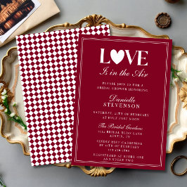 Elegant Burgundy Love Is in the Air Bridal Shower Einladung