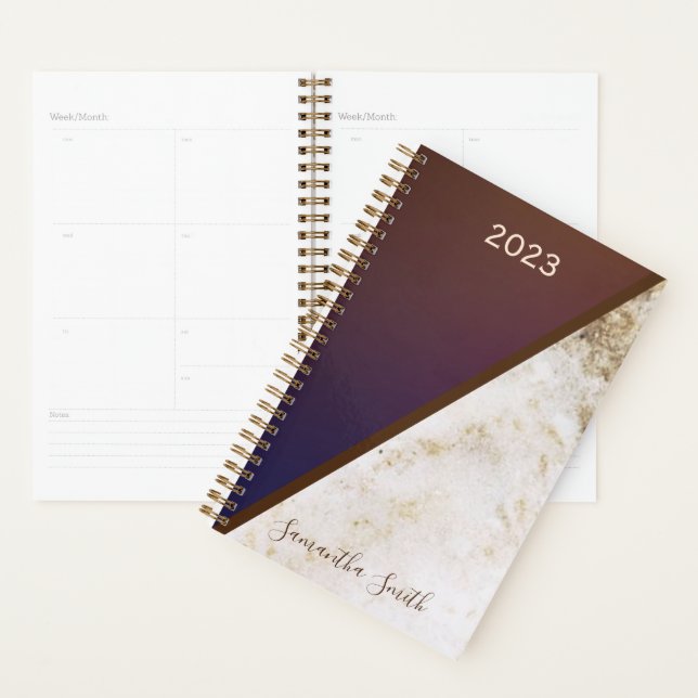 Elegant Burgundy Magenta Gold Fox Marbled 2023 Planer (Anzeige)