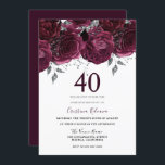 Elegant Burgundy Maroon Rose 40. Geburtstag Party Einladung<br><div class="desc">Elegant Burgundy Maroon Rose 40. Geburtstag Party Einladung Siehe Matching Collection in Niche und Nest Store</div>