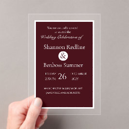 Elegant Burgundy Minimalist Acryleinladungen