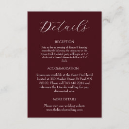 Elegant Burgundy Minimalist Wedding Begleitkarte