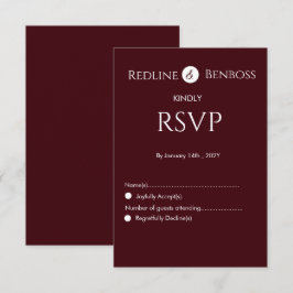 Elegant Burgundy Minimalist Wedding  RSVP Karte