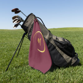 Elegant Burgundy Monogram Golfhandtuch