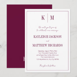 Elegant Burgundy Monogram Wedding Einladung