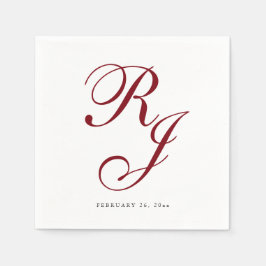 Elegant Burgundy Monogram Wedding Napkins Serviette