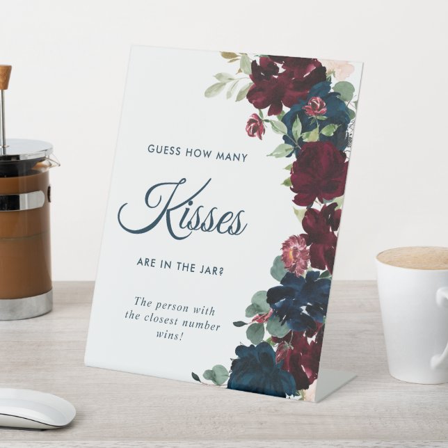 Elegant Burgundy & Navy Blue Wie viele Kisses Sockelschild (In SItu)