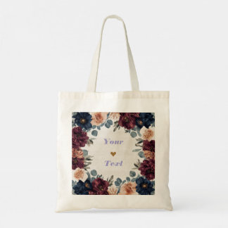 Elegant Burgundy & Navy Floral Bridesmaid Tote Bag Tragetasche