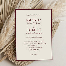 Elegant Burgundy Old Money Wedding Einladung