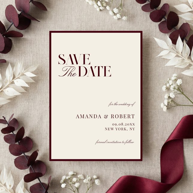 Elegant Burgundy Old Money Wedding Save The Date (Von Creator hochgeladen)