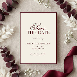 Elegant Burgundy Old Money Wedding Save The Date