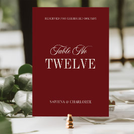 Elegant Burgundy Old Money Wedding Table Number Tischnummer