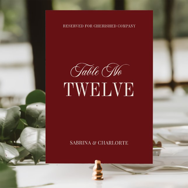 Elegant Burgundy Old Money Wedding Table Number Tischnummer (Von Creator hochgeladen)
