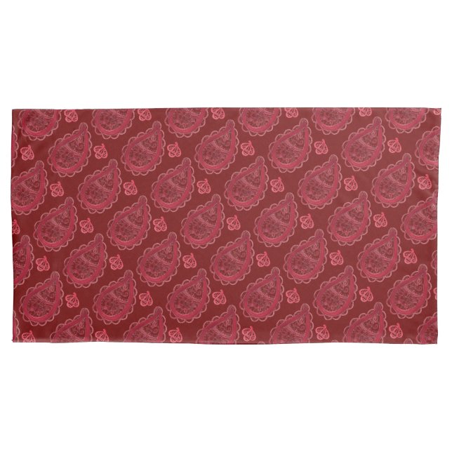 Elegant Burgundy Paisley Pattern Kissenbezug (Vorderseite-Links)