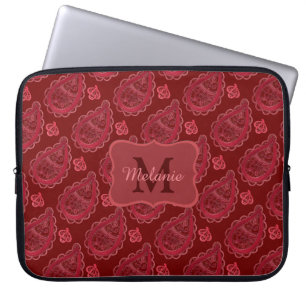 Elegant Burgundy Paisley Pattern Personalisiert Laptopschutzhülle