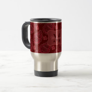 Elegant Burgundy Paisley Pattern Personalisiert Reisebecher