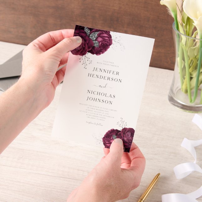 Elegant Burgundy Peonies Floral Wedding (Handgehalten)