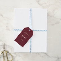 Elegant Burgundy Personalized Christmas Gift Tags