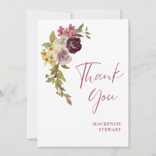 Elegant Burgundy Pink Floral 40. Geburtstag Dankeskarte