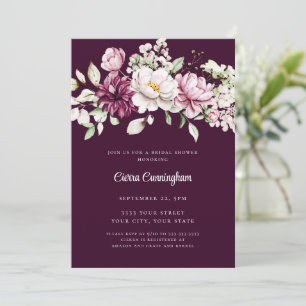 Elegant Burgundy Plum Floral Bridal Einladung