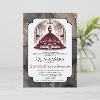 Elegant Burgundy Quinceañera Einladung