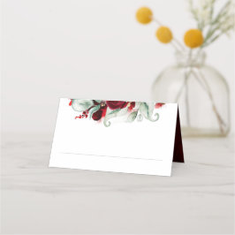 Elegant Burgundy Red Floral Wedding Platzkarte
