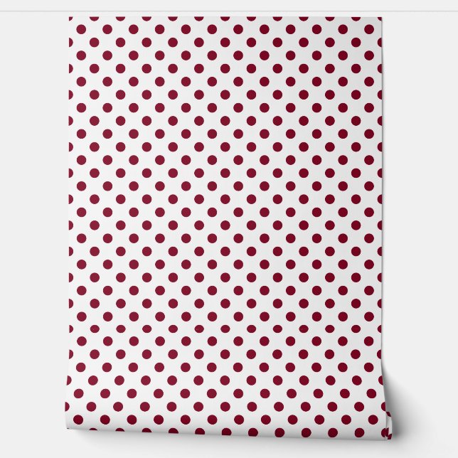 Elegant Burgundy Red Polka Dots Tapete (Abrollen)