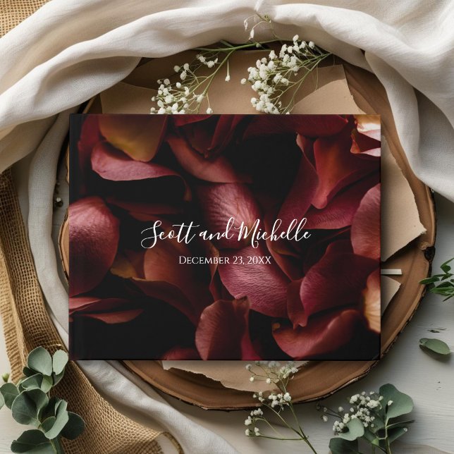 Elegant Burgundy Romantic Rose Guest Book Gästebuch (Von Creator hochgeladen)