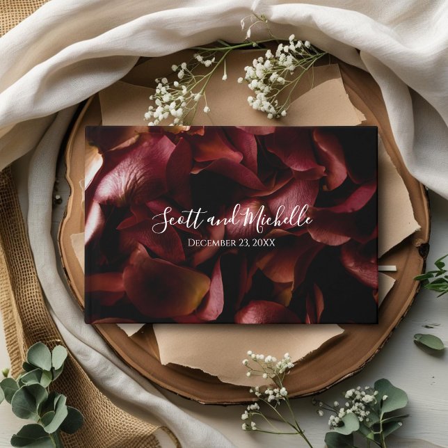 Elegant Burgundy Romantic Rose Guest Book Gästebuch (Von Creator hochgeladen)
