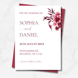 Elegant Burgundy Rose Floral  Save the Date Card  Einladung