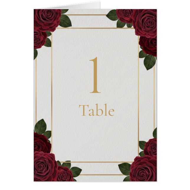 Elegant Burgundy Rose Gold Table Number Card  (Vorne)