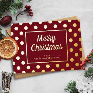 Elegant Burgundy Script Frohe Weihnachten Gold Folien Feiertagskarte