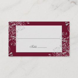 Elegant Burgundy Swirl Wedding Long Name Platzkarte