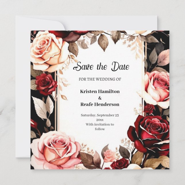 Elegant Burgundy Trendy Save The Date (Vorderseite)