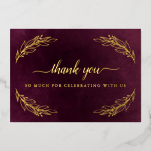 Elegant Burgundy und Gold Wedding Vielen Dank Folieneinladung