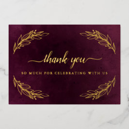 Elegant Burgundy und Gold Wedding Vielen Dank Folieneinladung