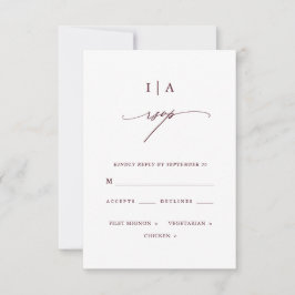 Elegant Burgundy und White Monogram Wedding Rsvp