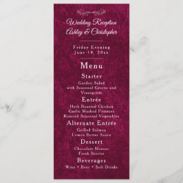 Elegant Burgundy Velvet White Wedding Reception  Menükarte