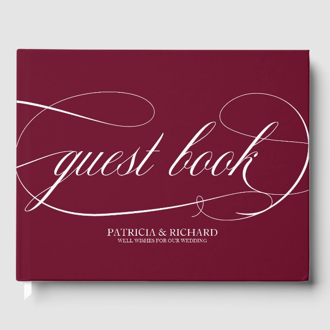 Elegant Burgundy Wedding Gästebuch (Vorderseite)