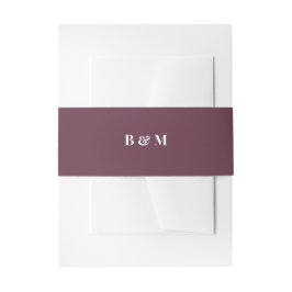 Elegant Burgundy Wedding Monogram Bride and Groom Einladungsbanderole