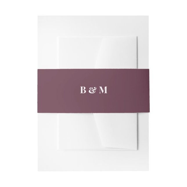 Elegant Burgundy Wedding Monogram Bride and Groom Einladungsbanderole (Vorderseite Beispiel)