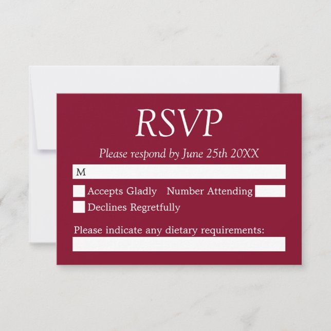 Elegant Burgundy Wedding RSVP Card (Vorderseite)