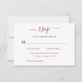 Elegant Burgundy Wedding RSVP Karte