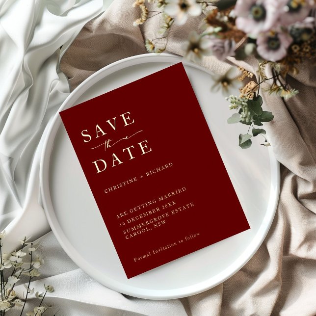 Elegant Burgundy Wedding Save the Date Folieneinladung (Von Creator hochgeladen)